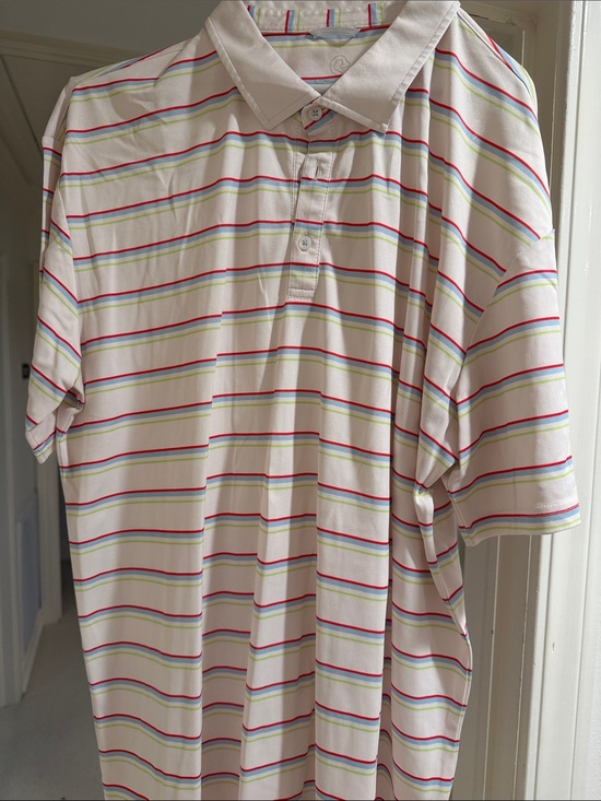 Annie Other - Annie White Polo with Red, Blue & Green Stripes